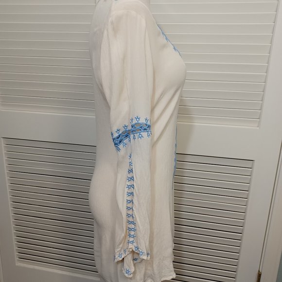 Lush Embroidered Boho V Neck Peasant Tunic - Picture 8 of 9